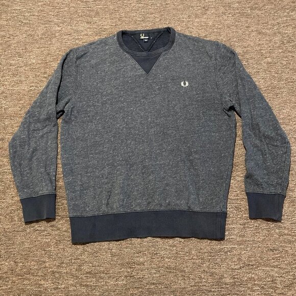 Fred Perry Sweater Jumper Pullover Sweatshirt Blue Crew Neck Men’s Size M Medium - Picture 1 of 9